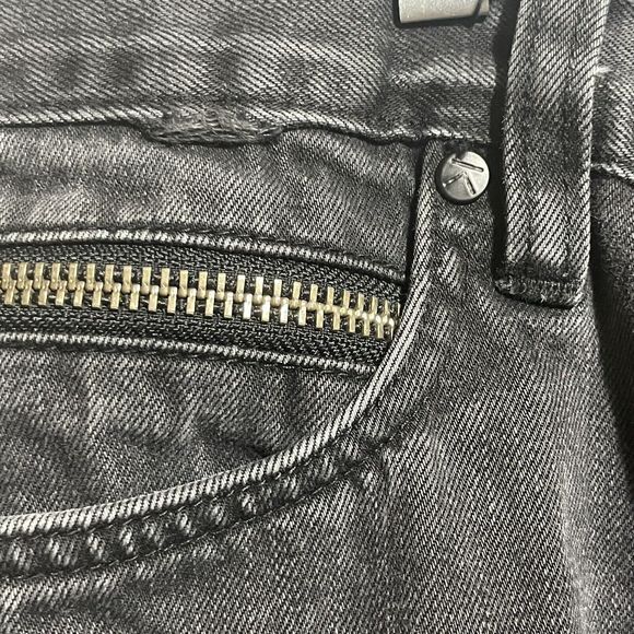 Kite Jeans Men's 34 Button Fly Black Zipper Leg Denim Grunge Distressed - Picture 14 of 16